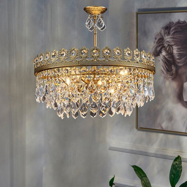 Tiara Tiered Waterdrop Crystal Chandelier 14.6"H