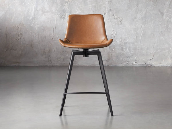 Gage Faux Leather Swivel Stool