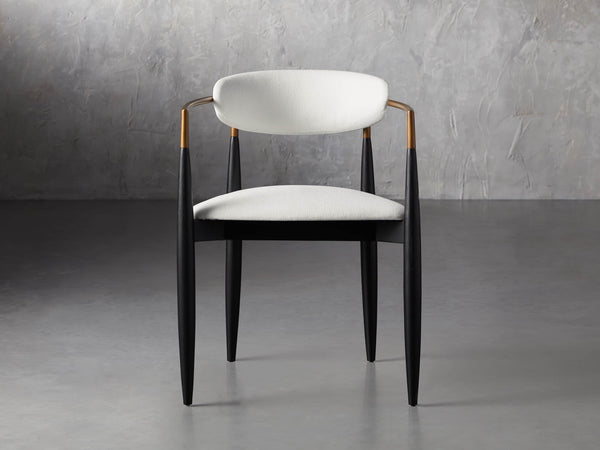 Jagger Dining Arm Chair in Black with Antique Brass