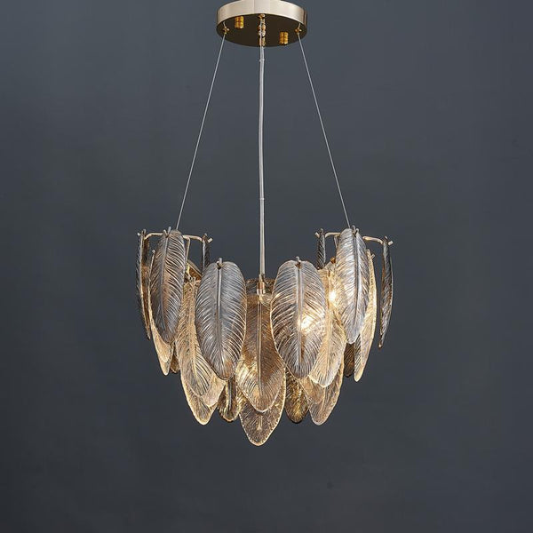 Leaves Luxury feather glass chandelier