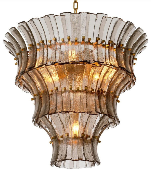 Casi Padrinal luxury Round Chandelier gray / antique brass