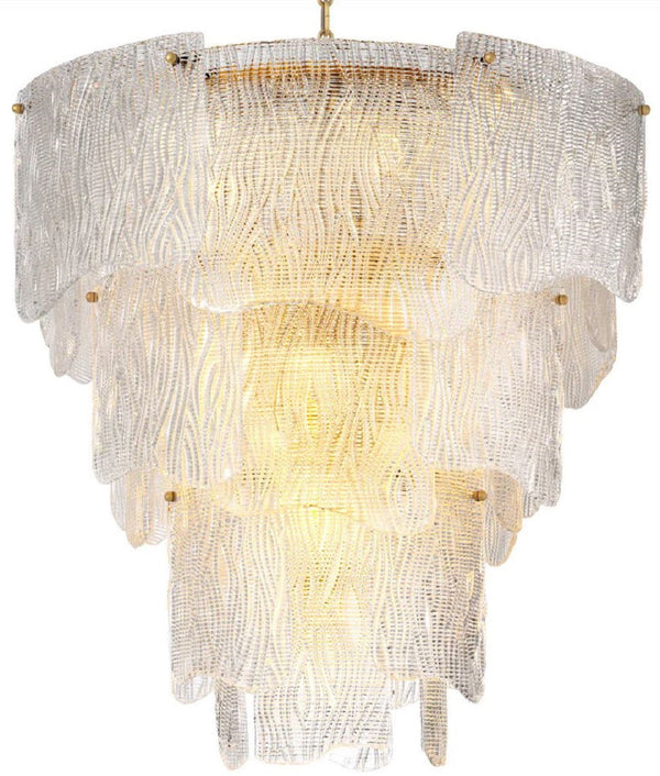 Casi Padrinal Round Glass Chandelier antique brass