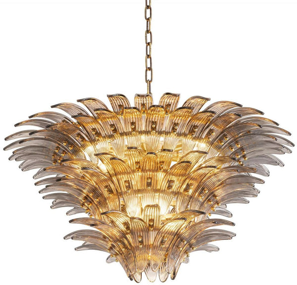 Casi Padrinal Round Glass Chandelier Brass / gray