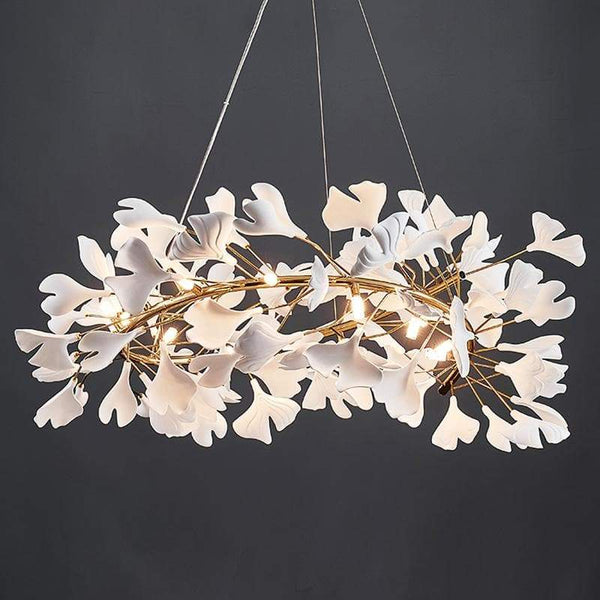 Ceramic Ginkgo Round Copper Chandelier