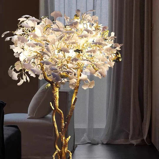 Ceramic Ginkgo Design Tree Floor Lamps for Living Room/Bedroom/Dressing Room