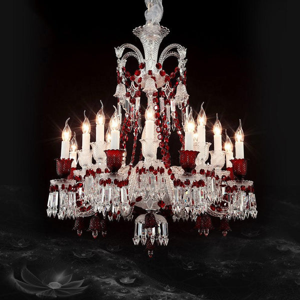 Red Crystal Classic Chandelier 16 Lights