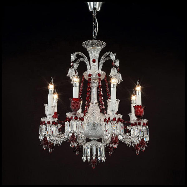 Red K9 Crystal Classic Chandelier 8 Lights For Living Room