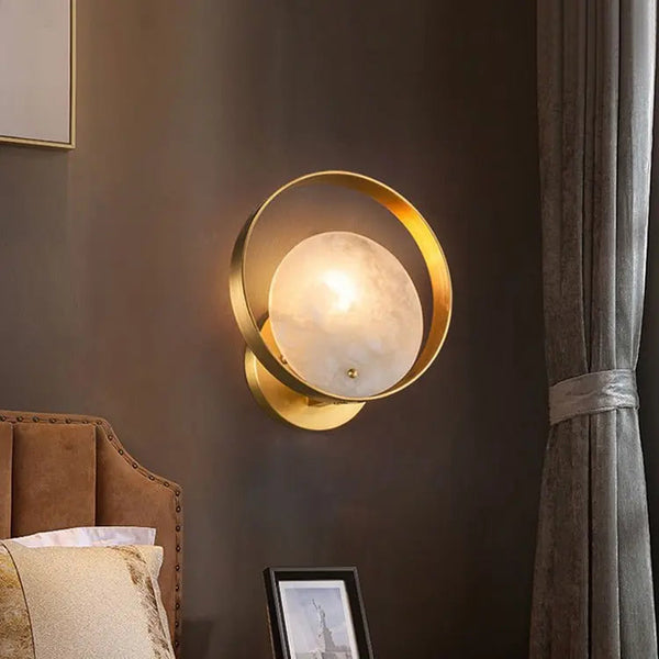 Alabaster Round Bedroom Wall Sconces