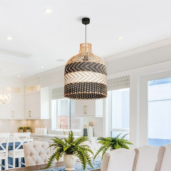 Rattan Pendant Light Handwoven Hanging Light Fixture